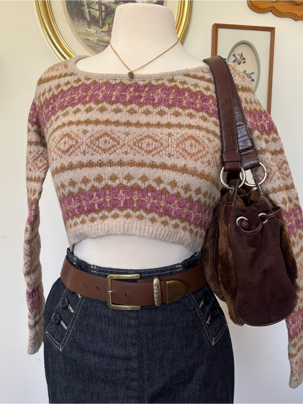 American Eagle Cropped Scoop Neck Knit Sweater